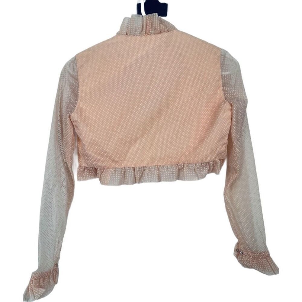 Vintage pale pink size XS Swiss dot sheer sleeves cropped jacket. - Picture 2 of 7